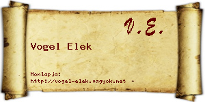Vogel Elek névjegykártya